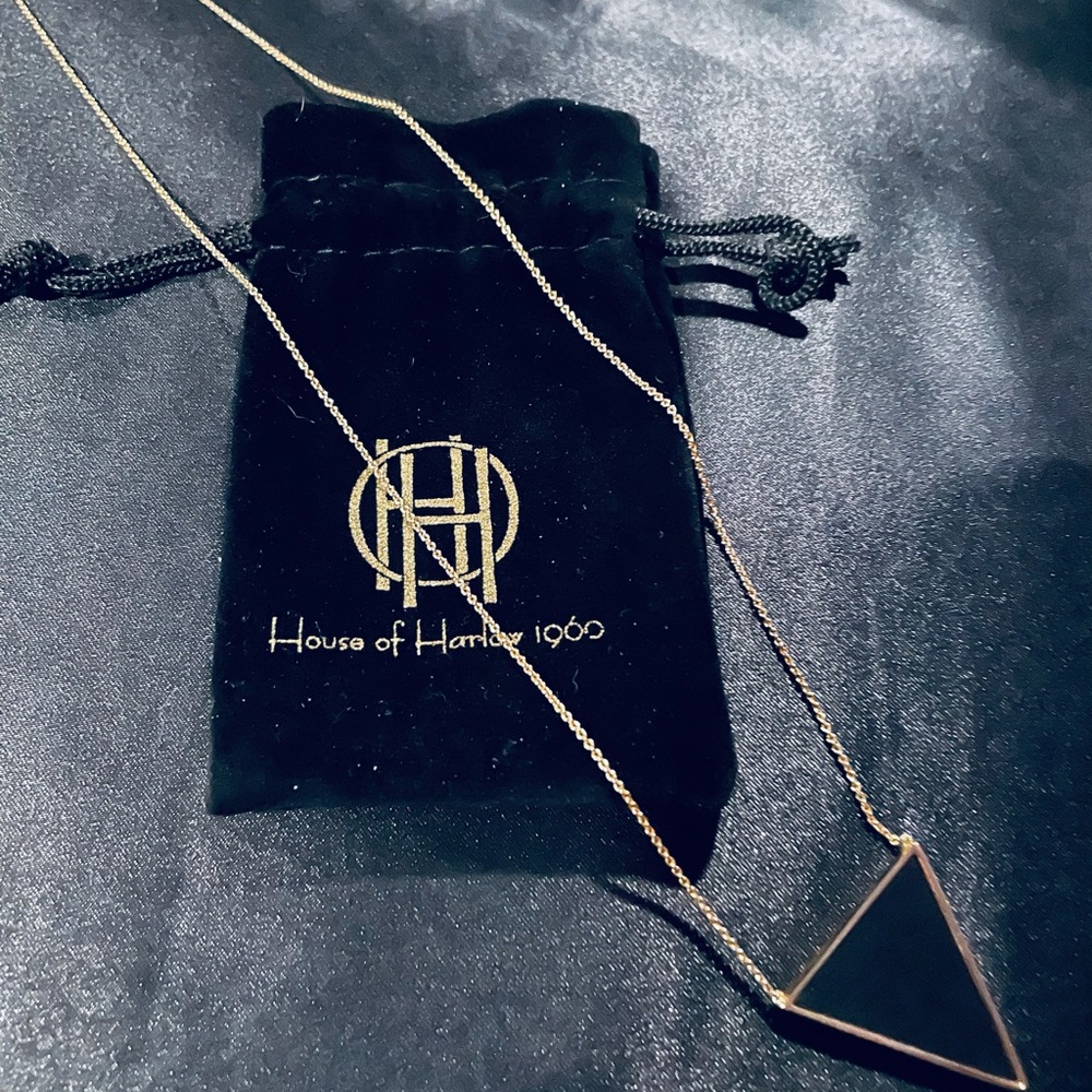 HOUSE OF HARLOW1960 PAVE TRIBAL TRIANGULAR PENDANT